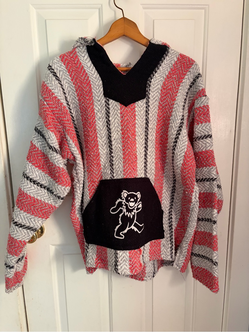 Grateful Dead Red, Gray & Black Striped Crewneck Baja Sweater